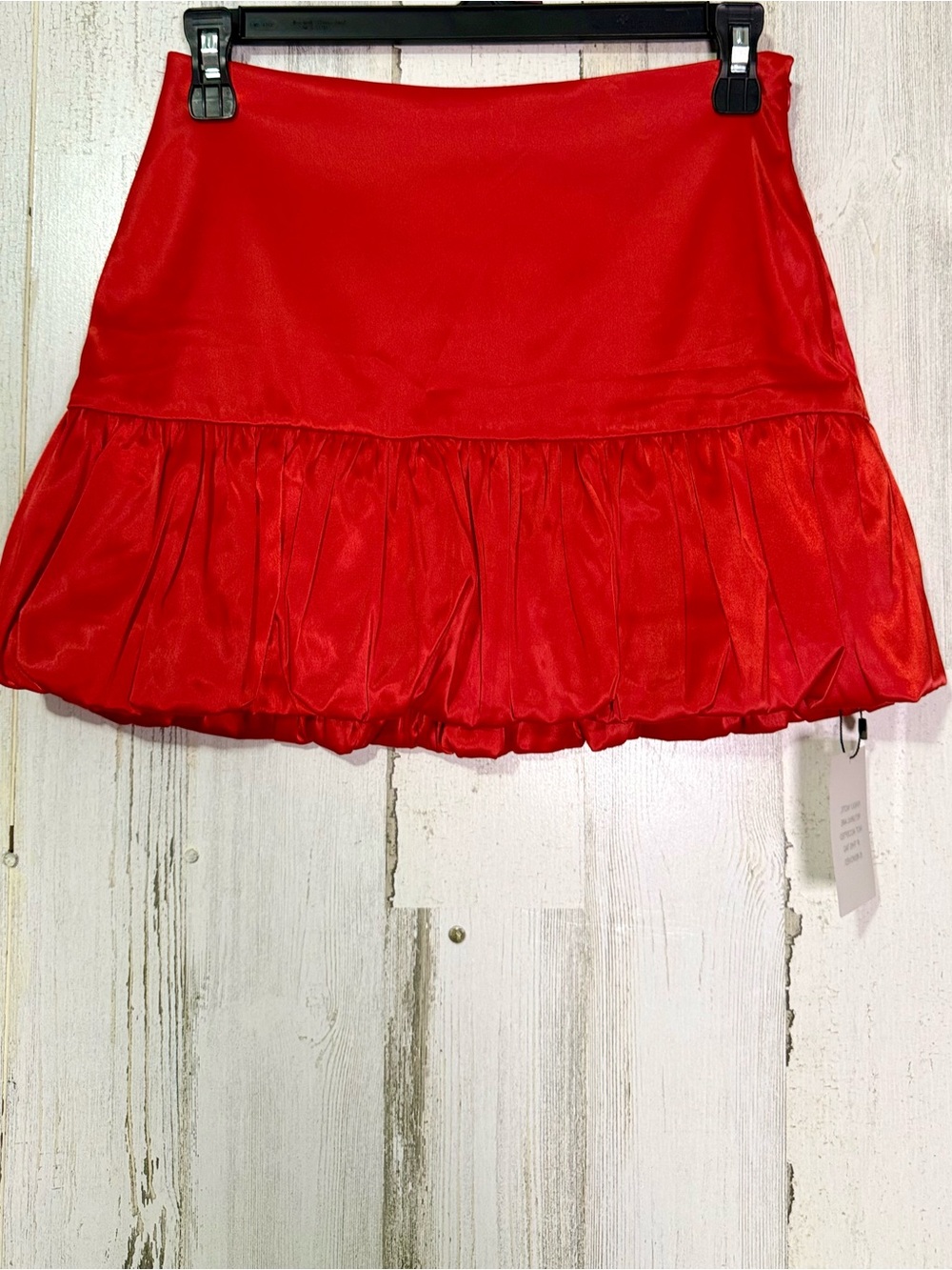 MORE TO COME Red Satin Bubble Hem Mini Skirt XXS NWT - Picture 4 of 7